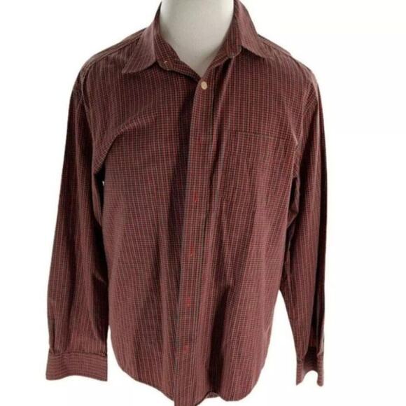 Old Navy Mens Red Plaid Casual Button Up Long Sleeves Shirt 100% Cotton Size L - Picture 1 of 6